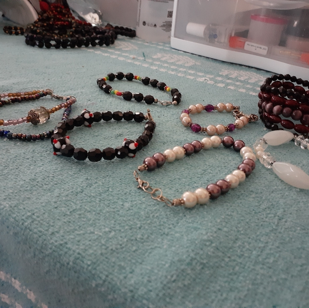 Bead bracelets and anklet